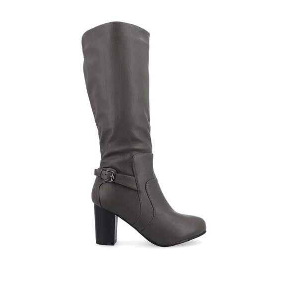Journee Collection Carver Wide Calf Knee High Boots Gray 7 Vegan Leather $100 - Picture 1 of 3